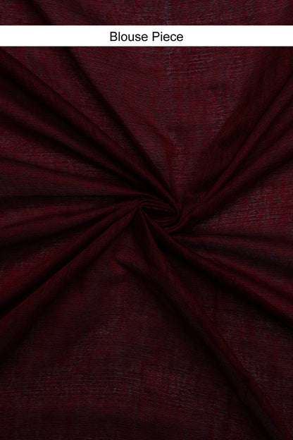 Teejh Magical Maroon Mulmul Cotton Saree with Blouse Piece
