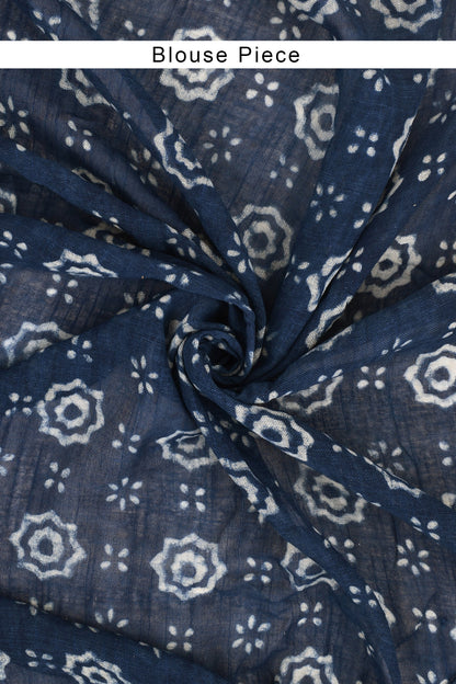 Teejh Shaniya Indigo Linen Saree with Blouse Piece.
