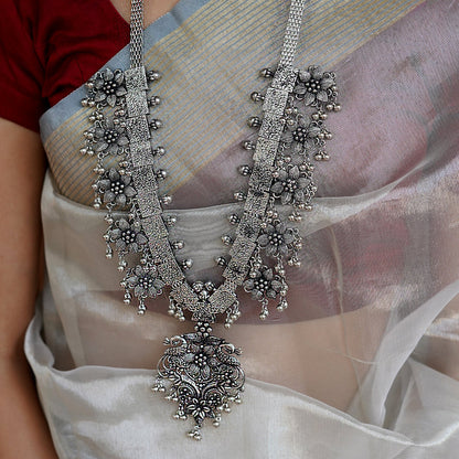 Teejh Khushi Ghungroo Silver Oxidised Necklace Set