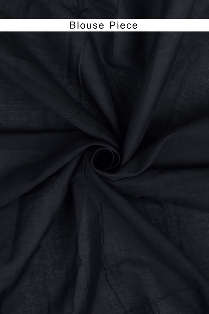 Teejh Ruhani Black and Beige Cotton Saree With Blouse Piece