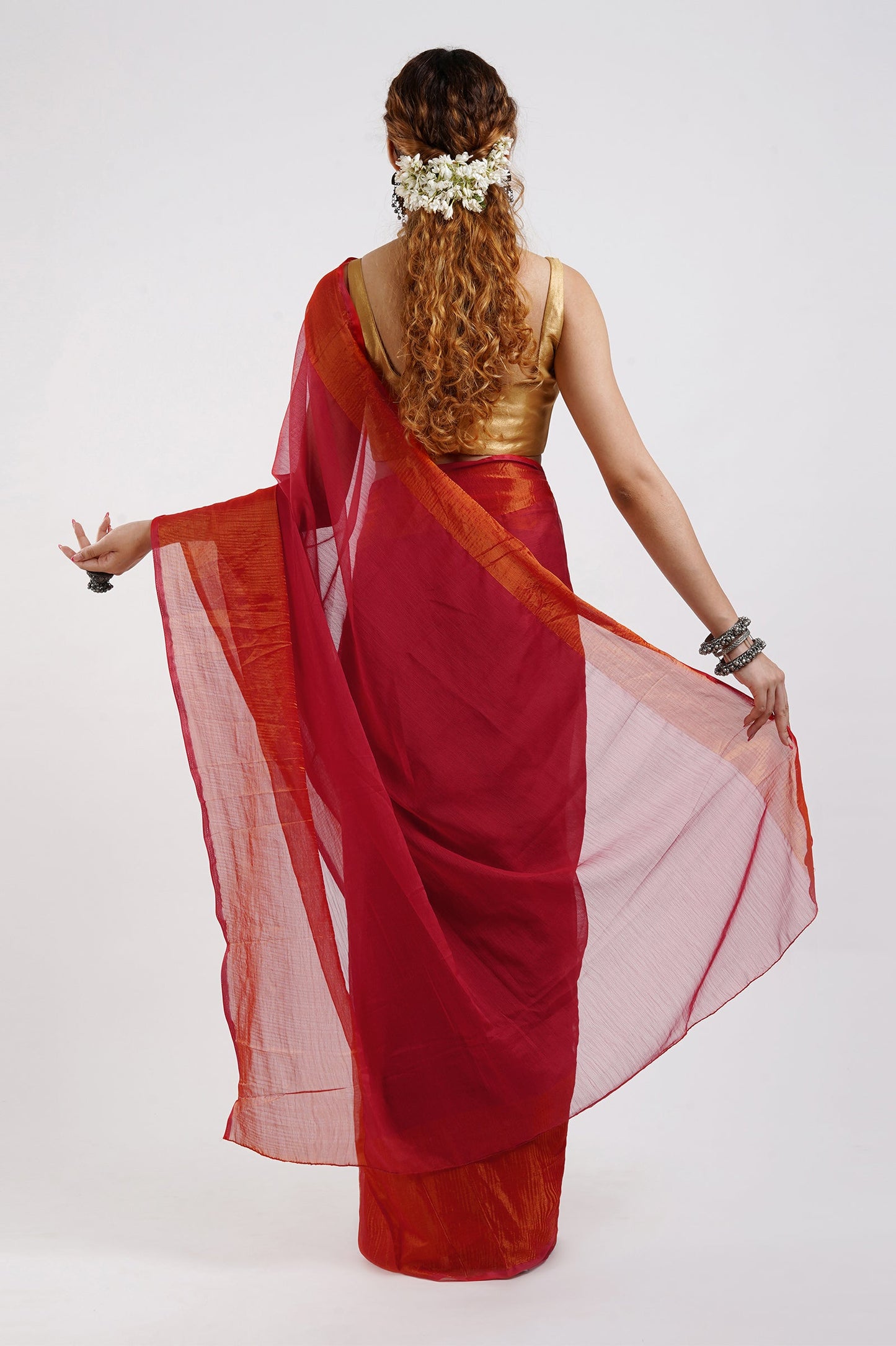 Teejh Sanah Pink Chiffon Ready to Drape Saree