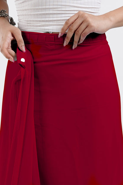 Teejh Farah Red Georgette Ready to Drape Saree