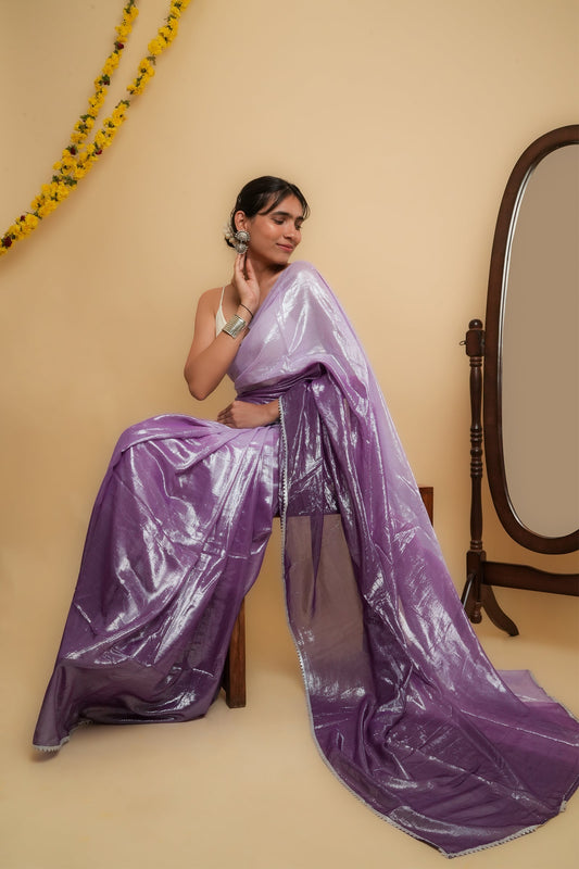 Teejh Kaalki Purple Shimmer Chiffon Saree