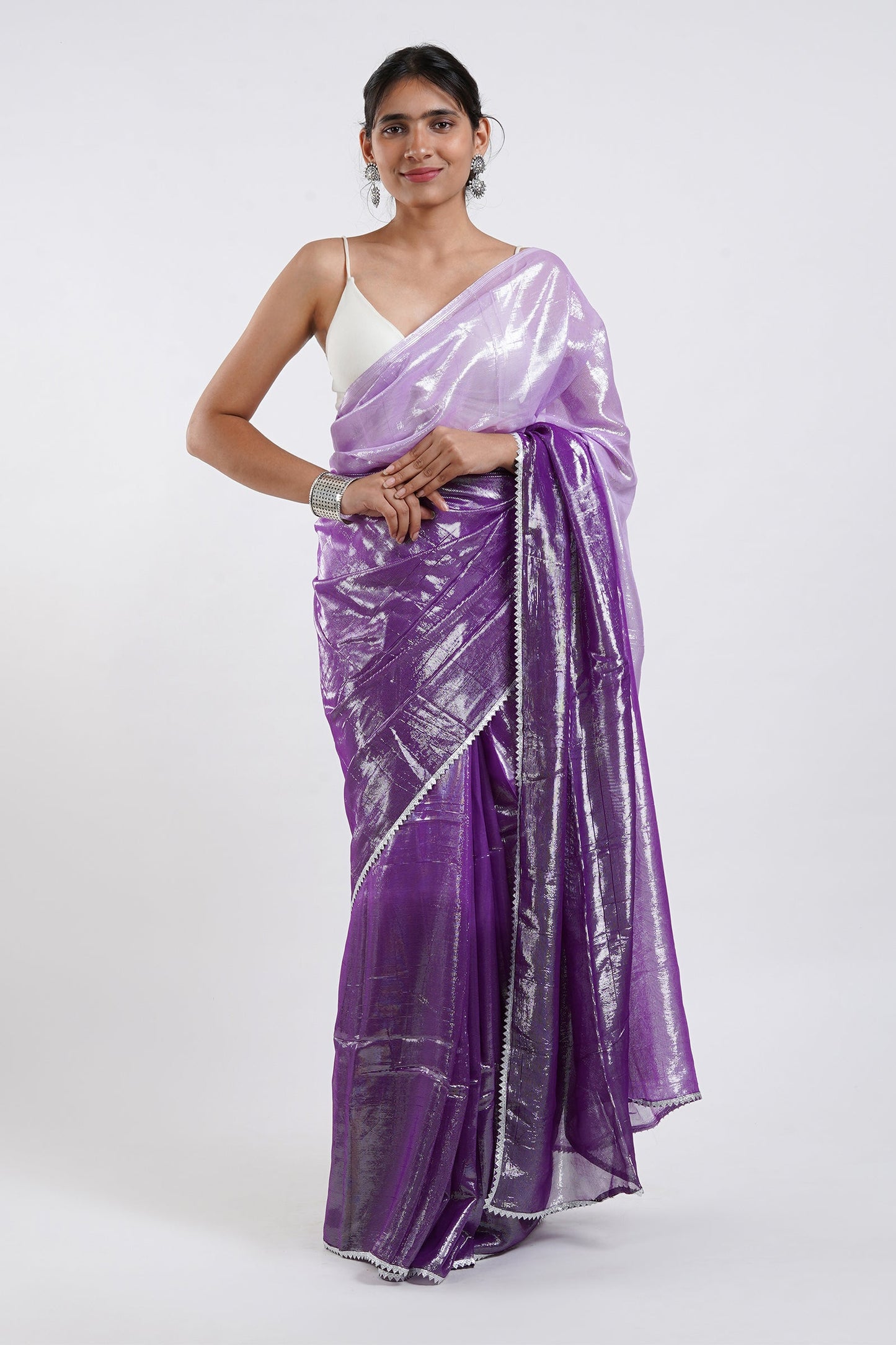 Teejh Kaalki Purple Shimmer Chiffon Saree