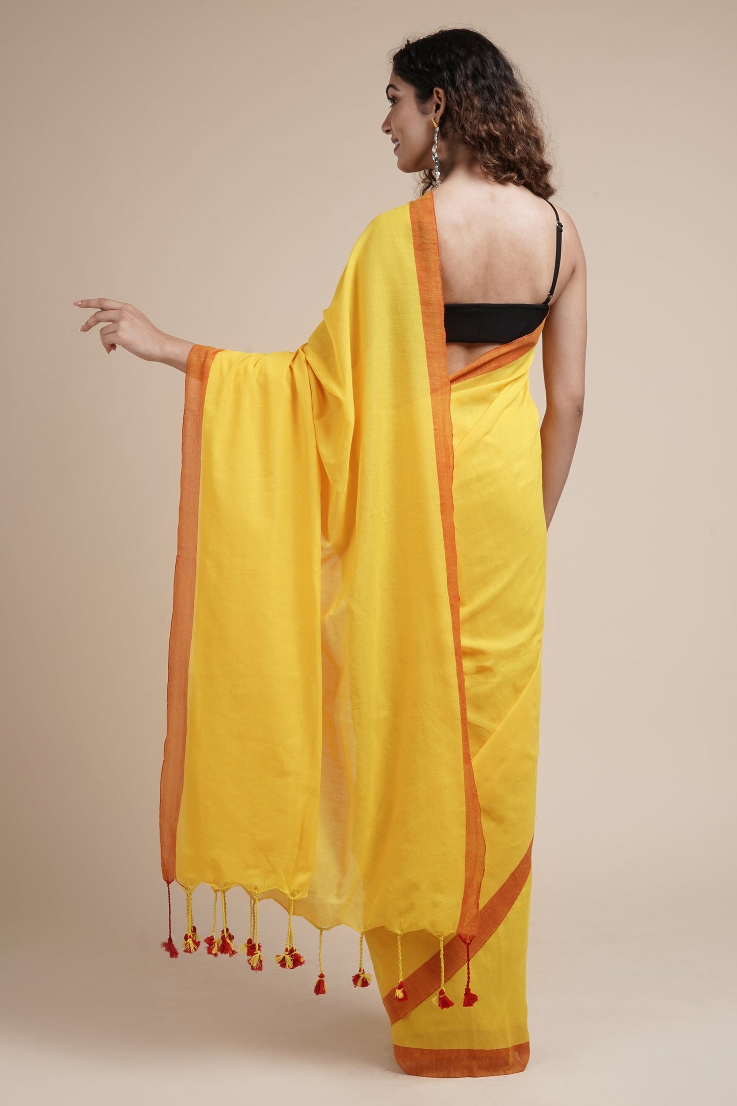 Teejh Kaira Yellow Mulmul Saree