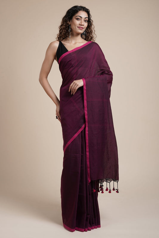 Teejh Kaira Magenta Mulmul Saree