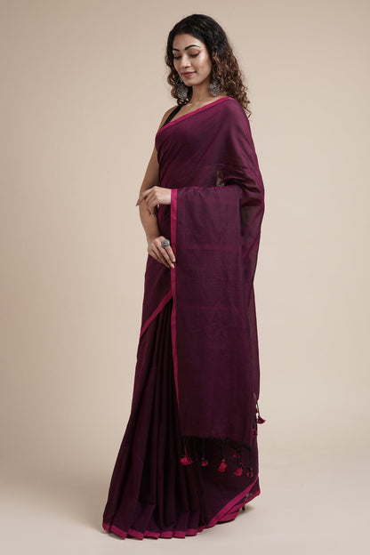 Teejh Kaira Magenta Mulmul Saree