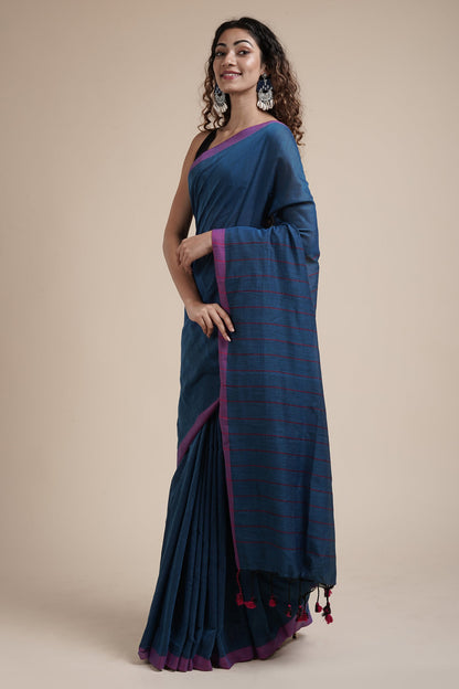 Teejh Kaira Blue Mulmul Saree