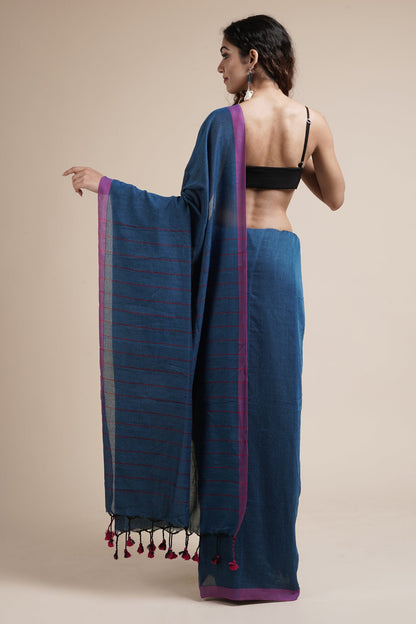Teejh Kaira Blue Mulmul Saree