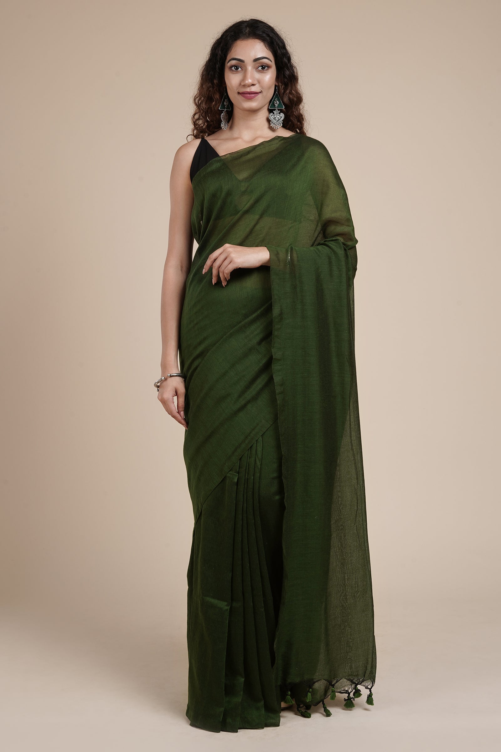 Teejh Kaira Sap Green Mulmul Saree