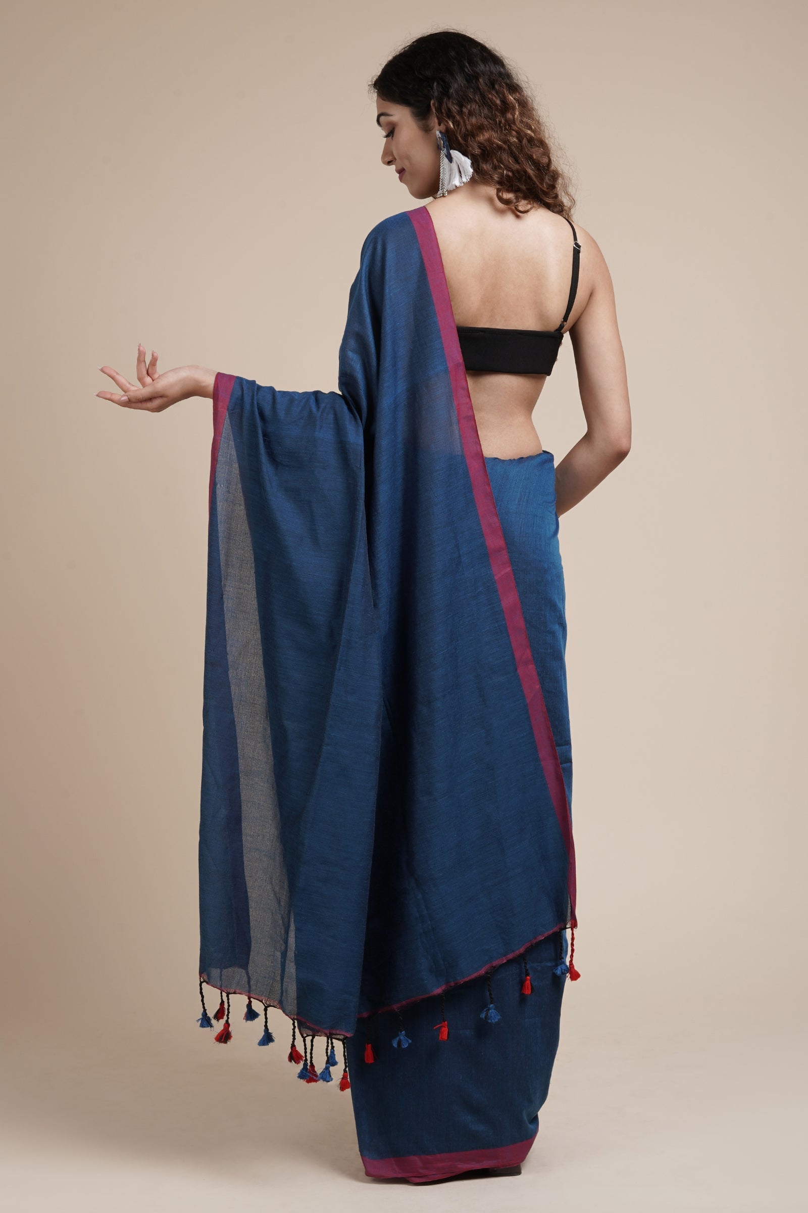Teejh Kaira Prussian Blue Mulmul Saree