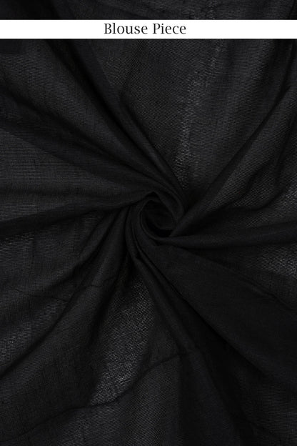 Teejh Savali Black Mulmul Saree