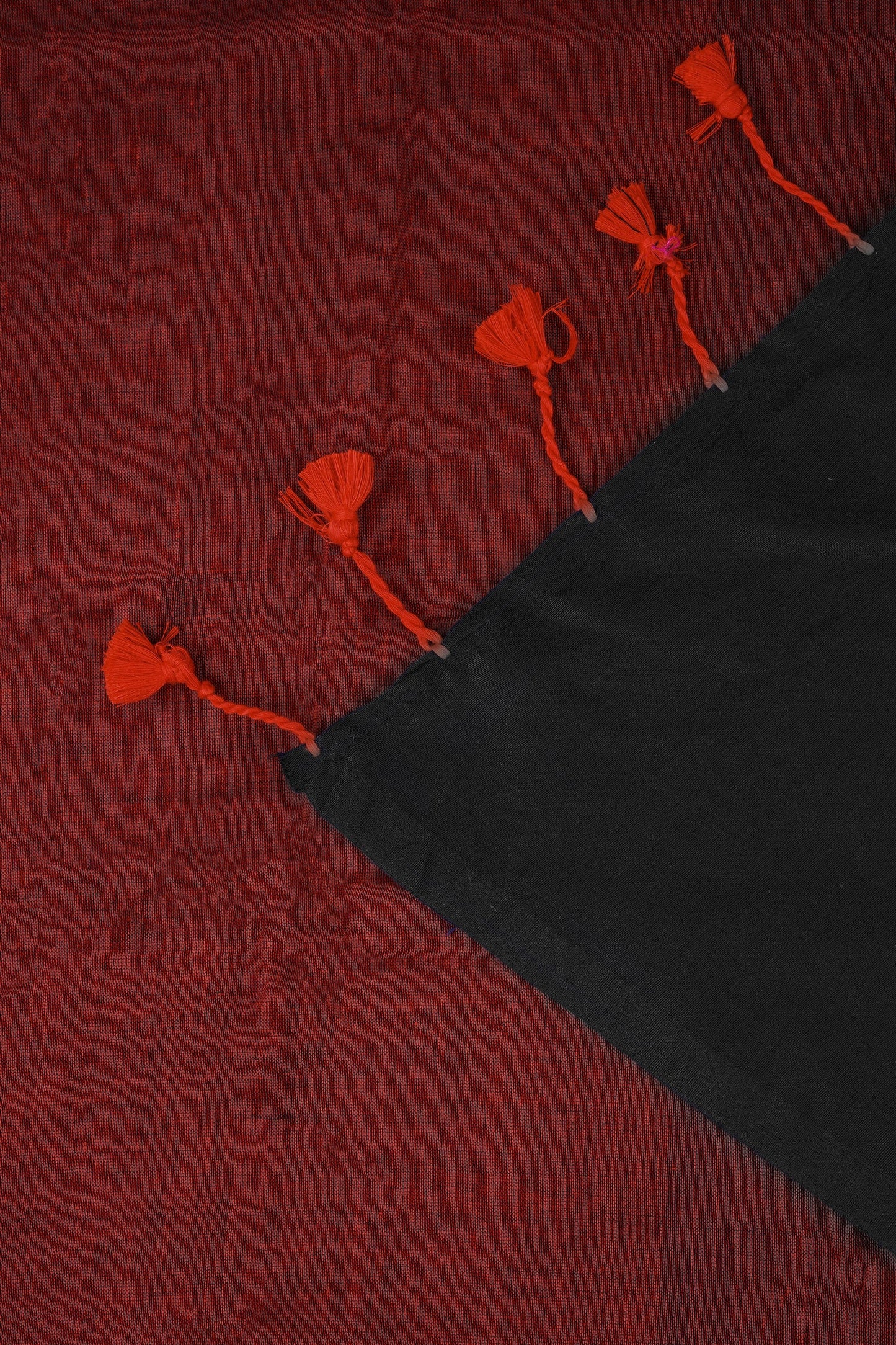 Teejh Varuni Rust Orange & Black Mulmul Saree