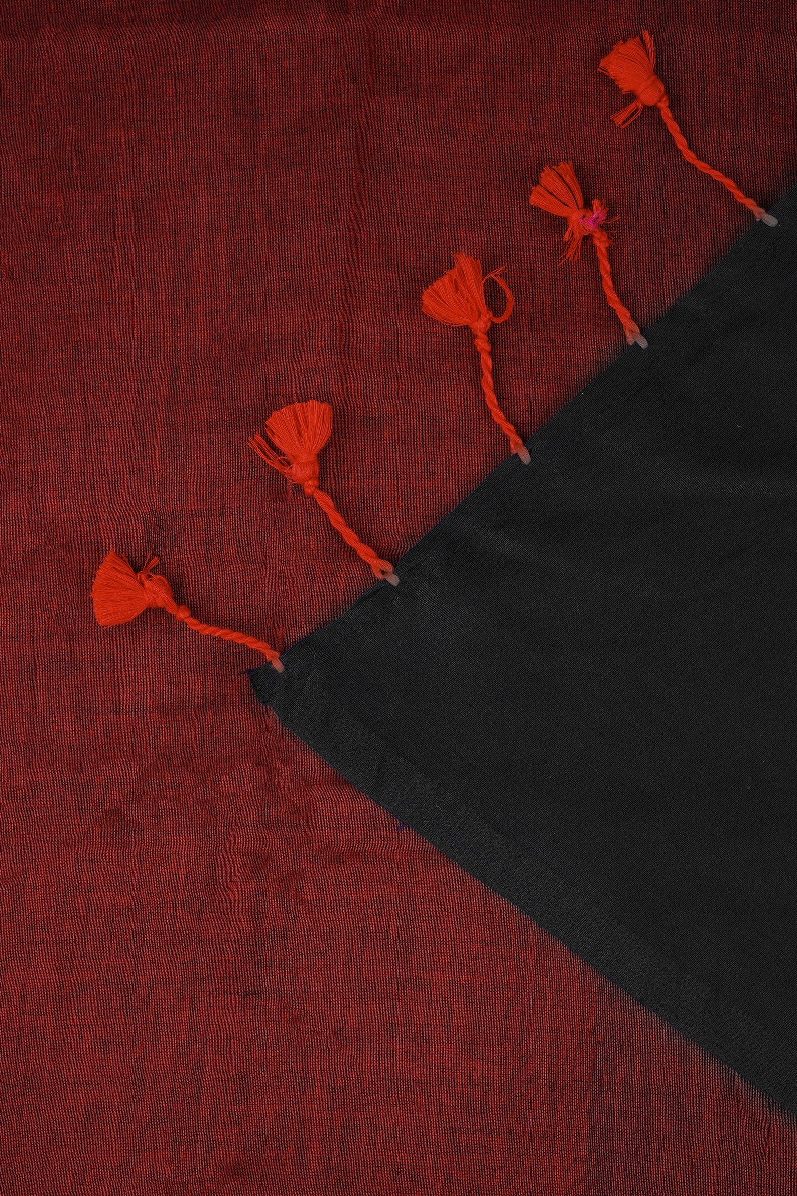 Teejh Varuni Rust Orange & Black Mulmul Saree