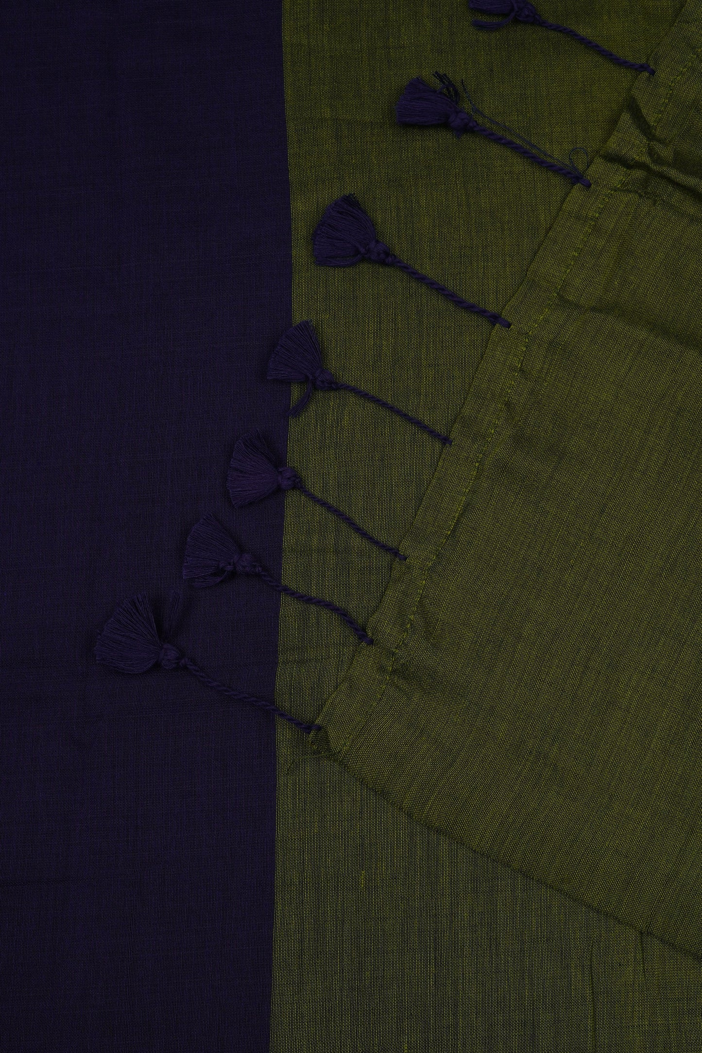 Teejh Varuni Blue & Olive Green Mulmul Saree