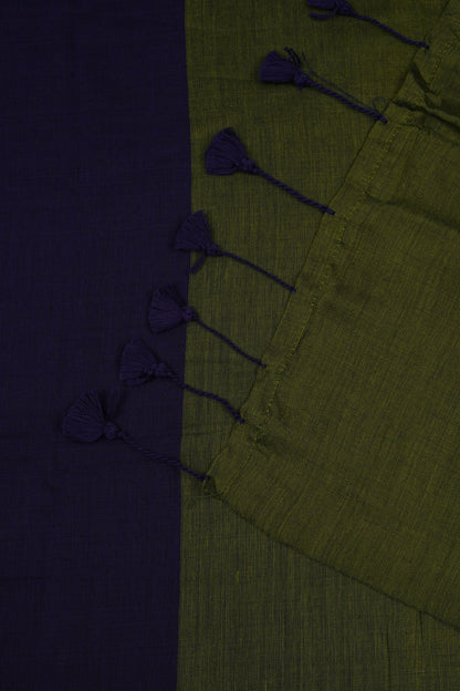 Teejh Varuni Blue & Olive Green Mulmul Saree