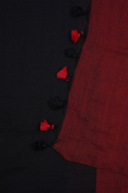 Teejh Varuni Black & Maroon Mulmul Saree