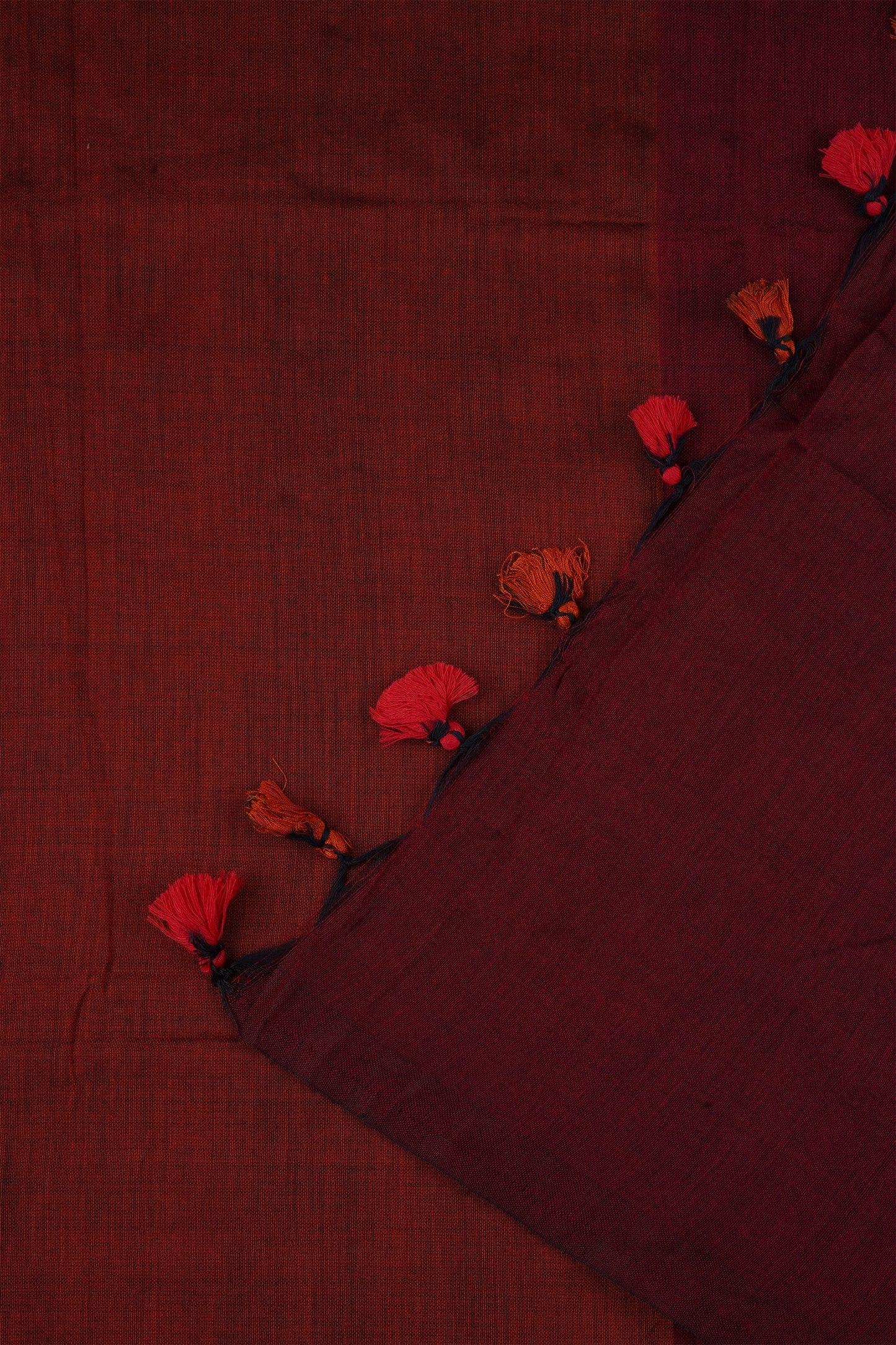 Teejh Varuni Rust Orange & Maroon Mulmul Saree