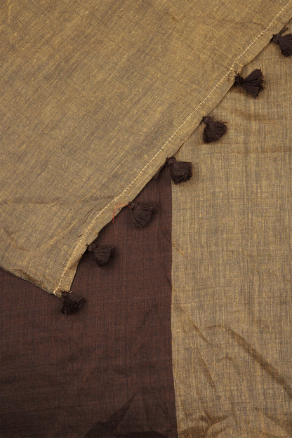 Teejh Varuni Brown & Beige Mulmul Saree