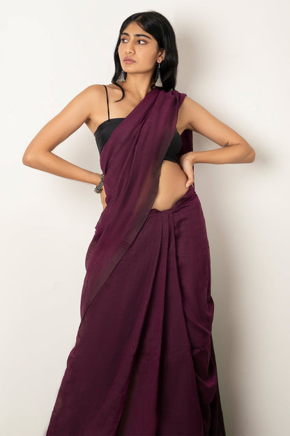 Teejh Takshi Purple Mulmul Saree