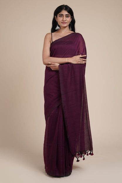 Teejh Takshi Purple Mulmul Saree