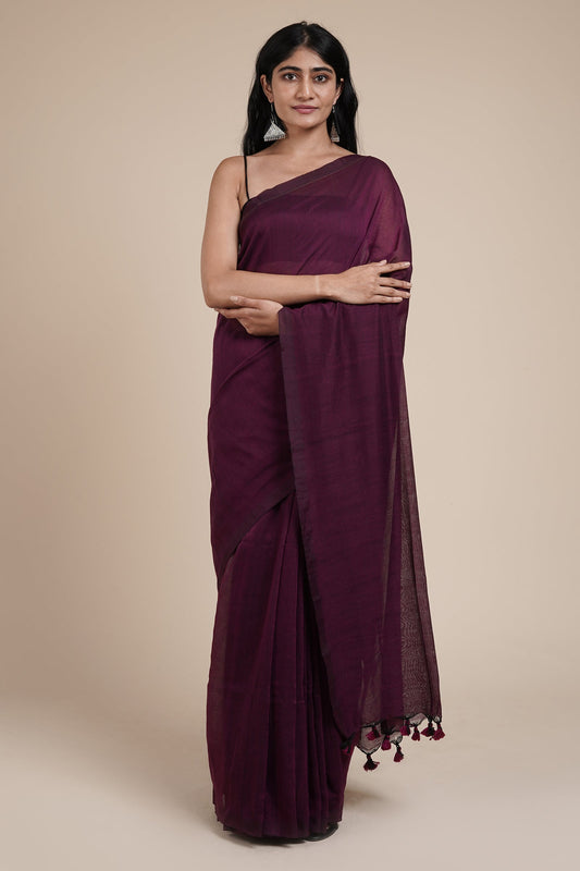 Teejh Takshi Purple Mulmul Saree