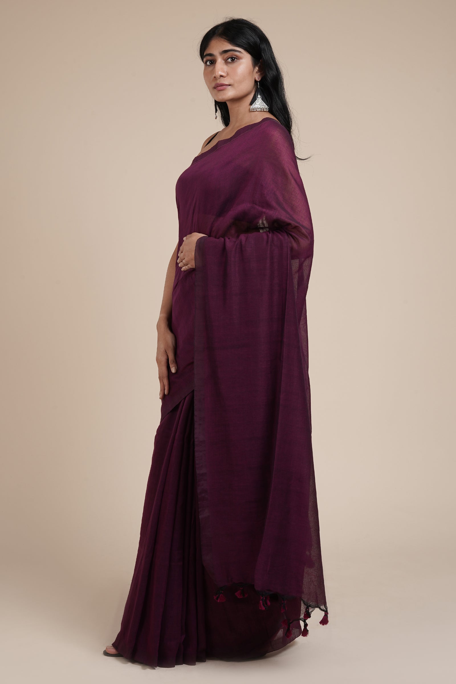 Teejh Takshi Purple Mulmul Saree