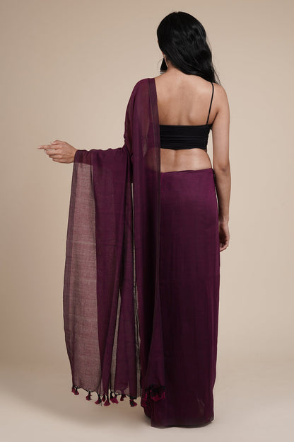 Teejh Takshi Purple Mulmul Saree