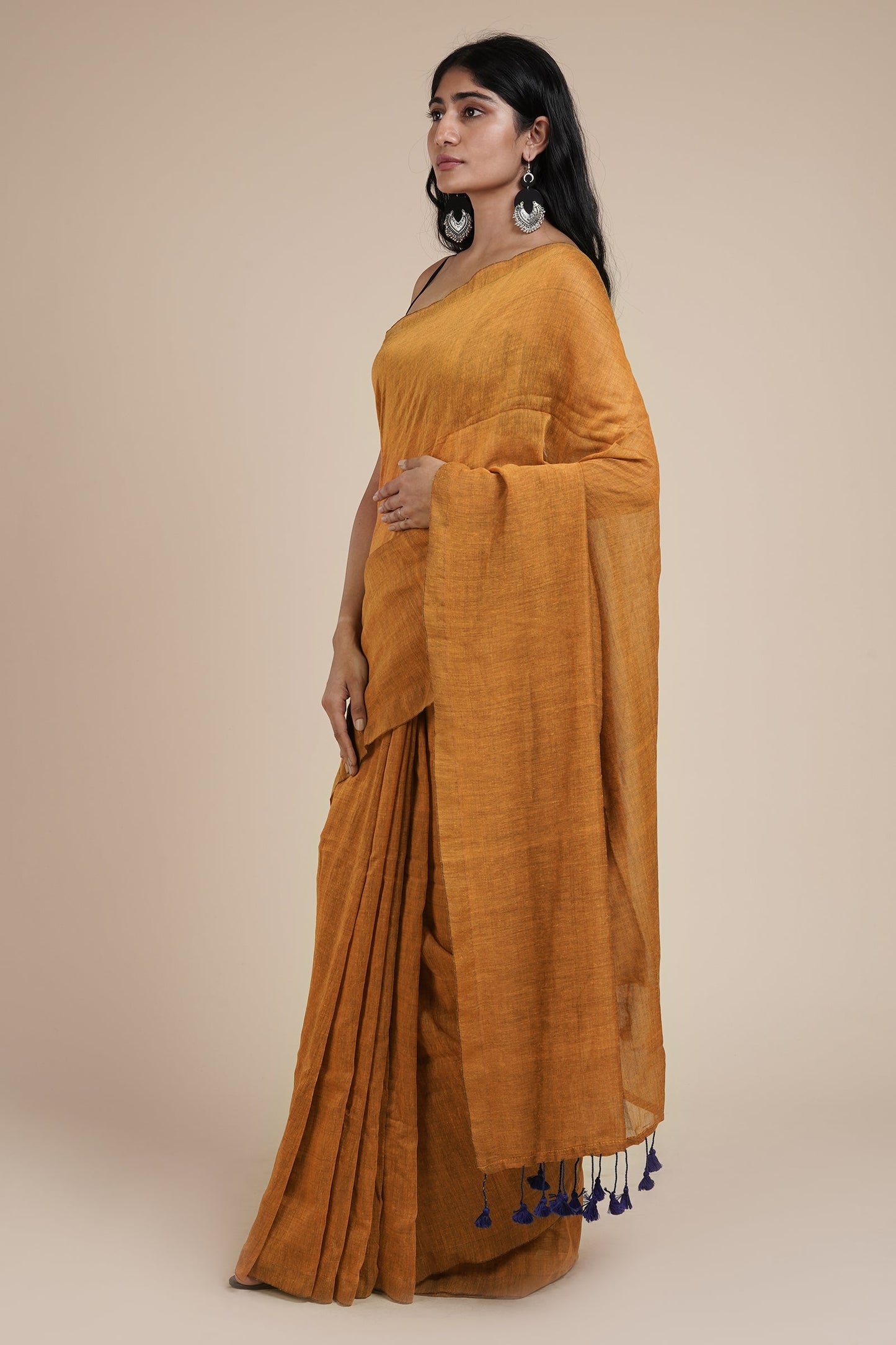 Teejh Takshi Mustard Yellow Mulmul Saree