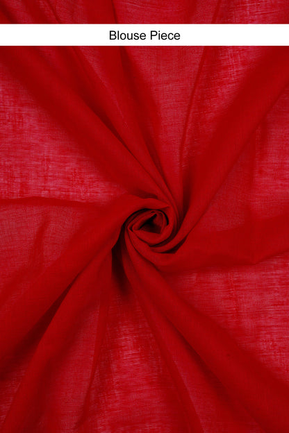 Teejh Takshi Red Mulmul Saree