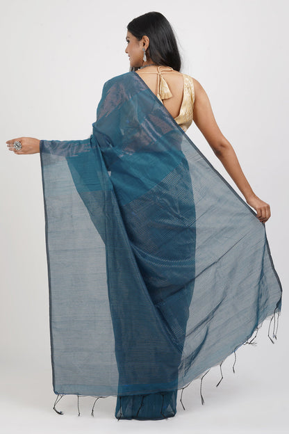 Teejh Rasiya Blue Cotton Silk Saree