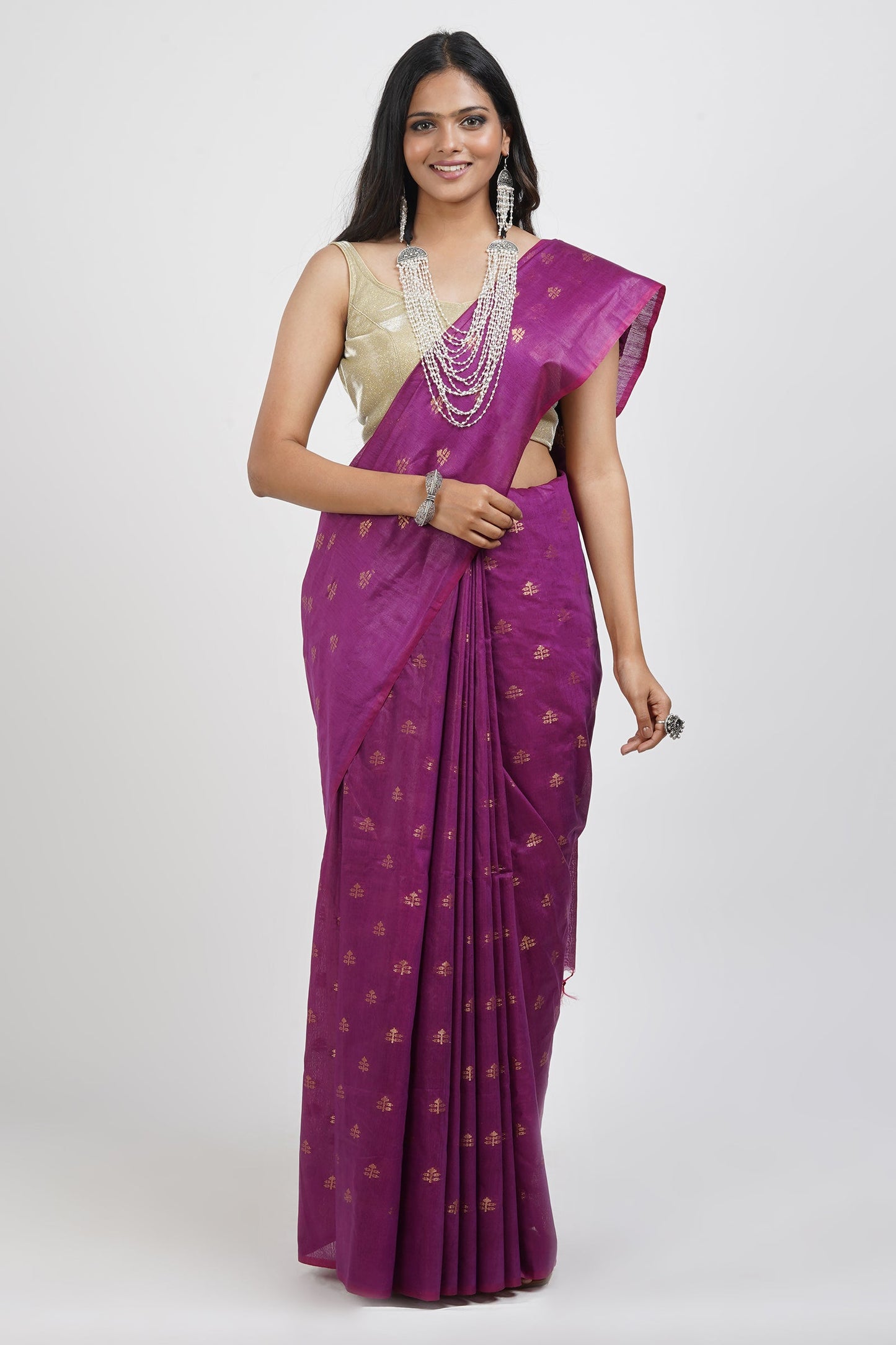 Teejh Lasya Purple Cotton Silk Saree