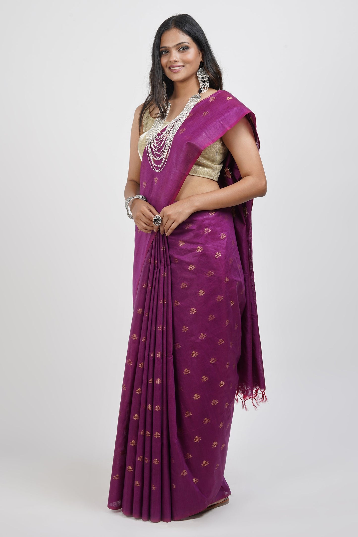 Teejh Lasya Purple Cotton Silk Saree