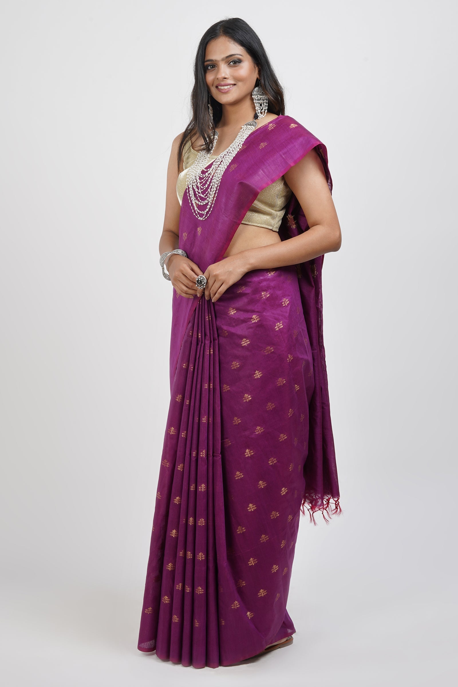 Teejh Lasya Purple Cotton Silk Saree