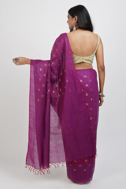 Teejh Lasya Purple Cotton Silk Saree