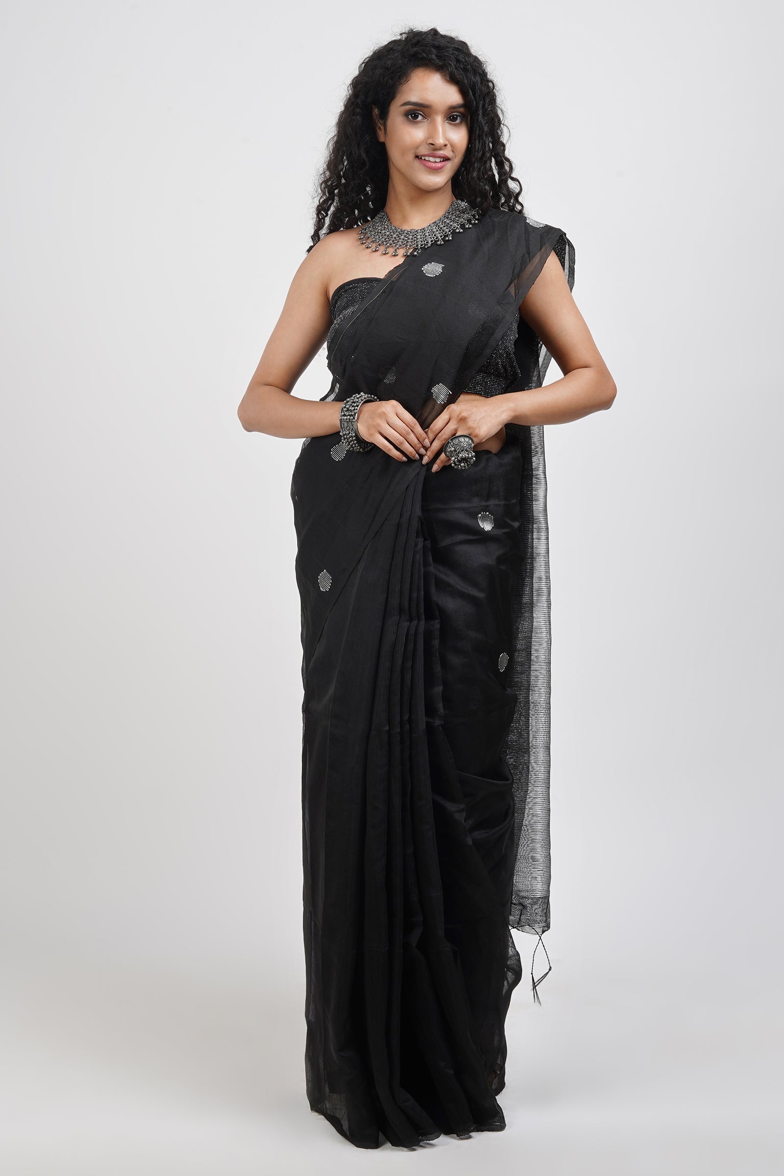 Teejh Tasha Black Muslin Silk Saree