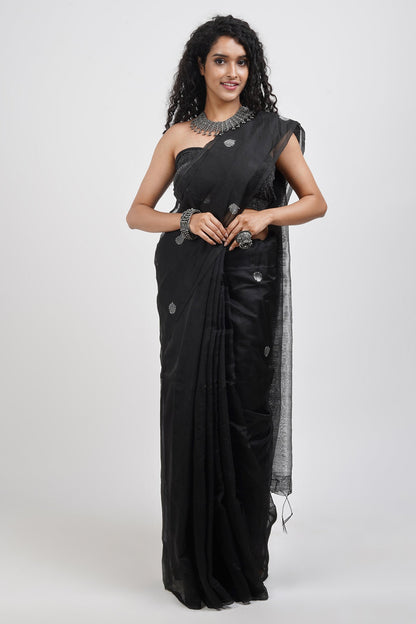 Teejh Tasha Black Muslin Silk Saree