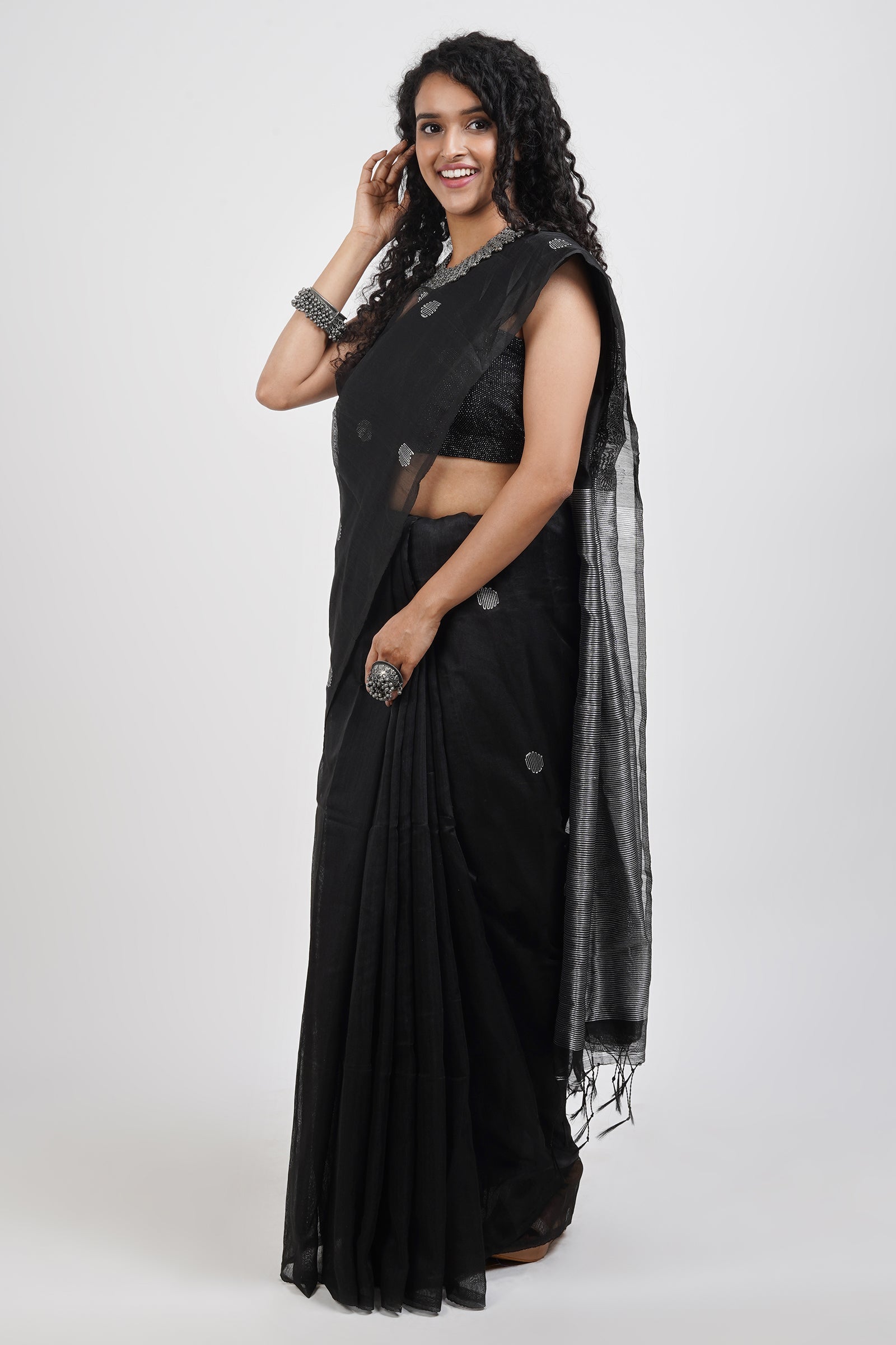 Teejh Tasha Black Muslin Silk Saree