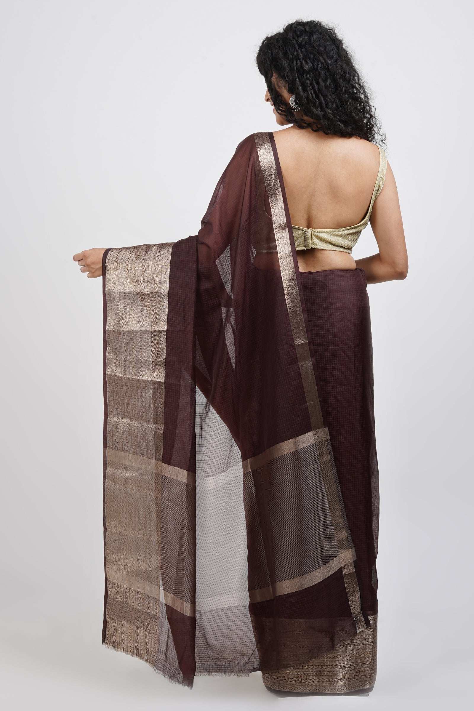 Teejh Samara Brown Organza Saree