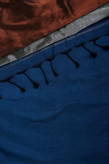 Teejh Inara Blue Hand Woven Cotton Tissue Weaving Saree with Blouse Piece