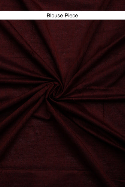 Teejh Urja Maroon Hand Woven Cotton Tissue  Saree with Blouse Piece