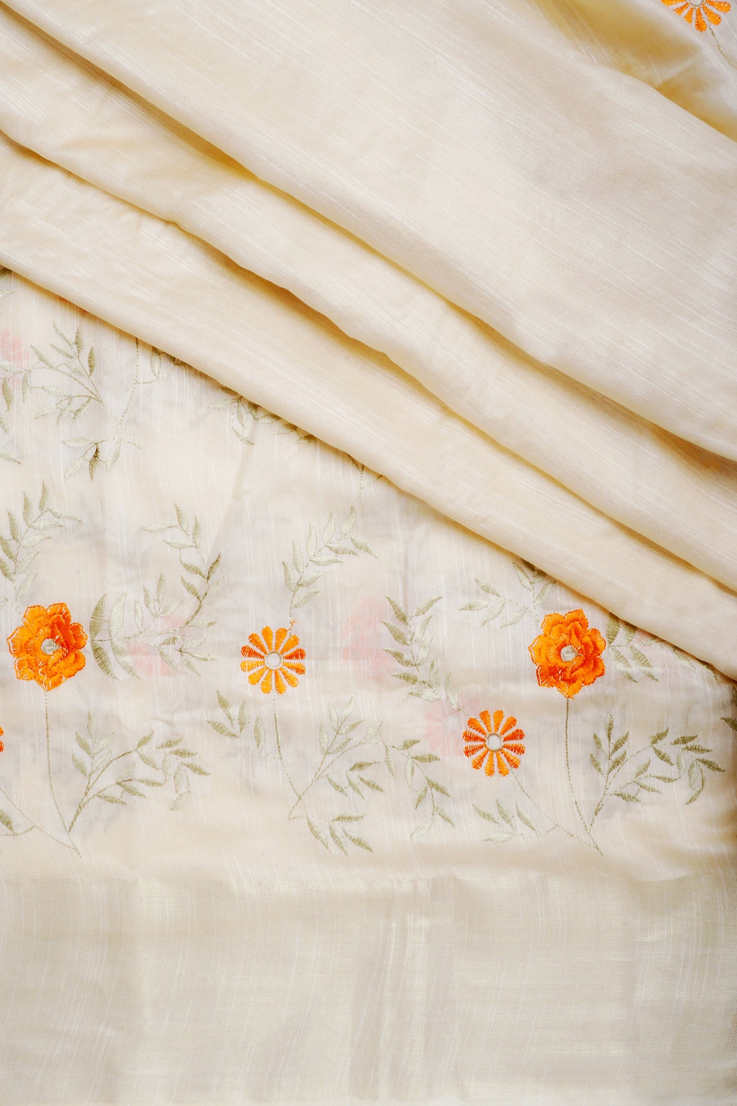 Teejh Yamira Off White Pure Silk Linen Saree with Blouse Piece