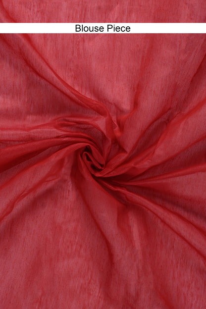 Teejh Taaki Red Linen Soft Cotton Ready to Drape Saree
