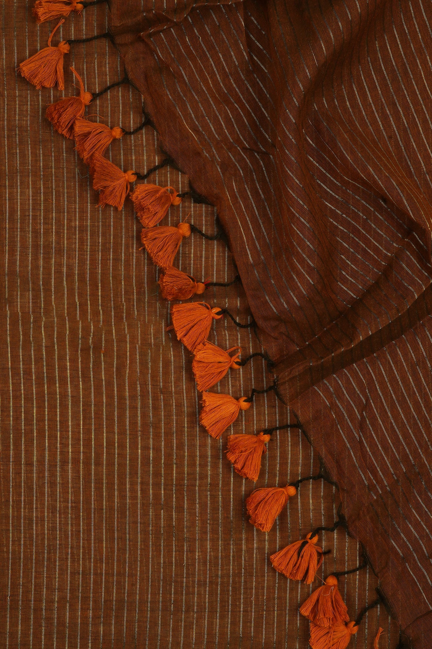 Teejh Leya Brown Cotton Zari Saree