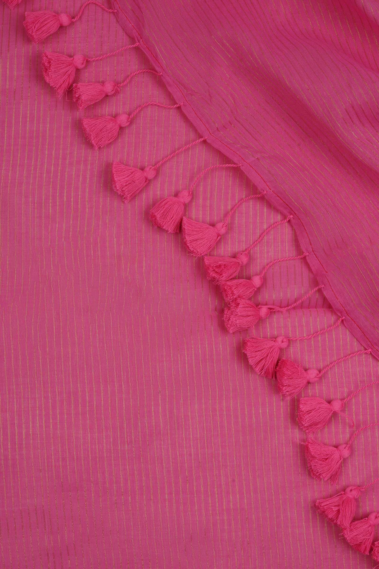 Teejh Leya Pink Cotton Zari Saree