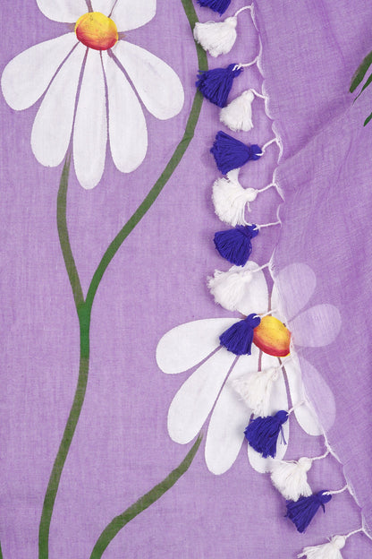 Teejh Blossom Breeze Purple Printed Mulmul Cotton Saree
