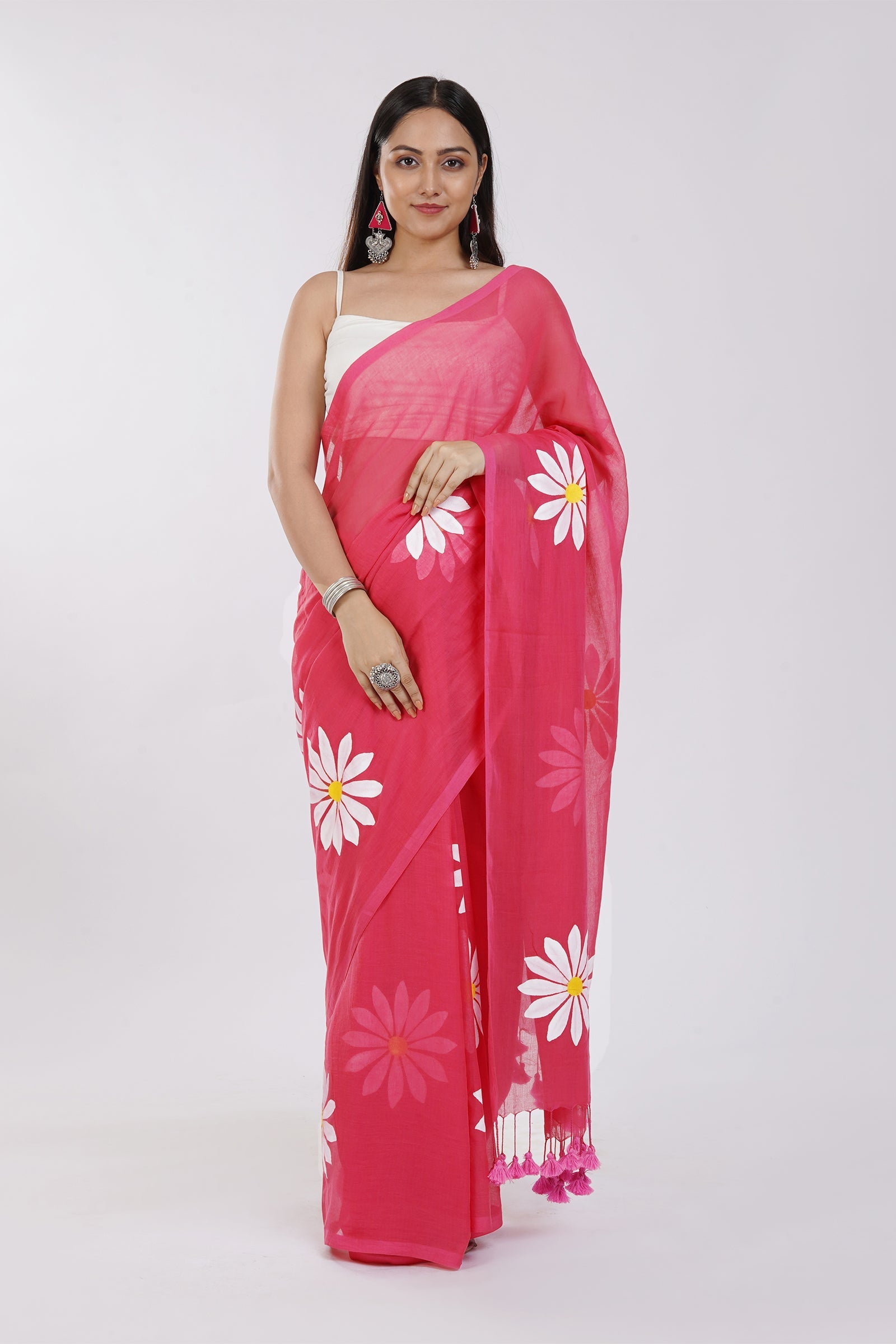 Teejh Kusuma Dark Pink Mul Cotton Printed Saree