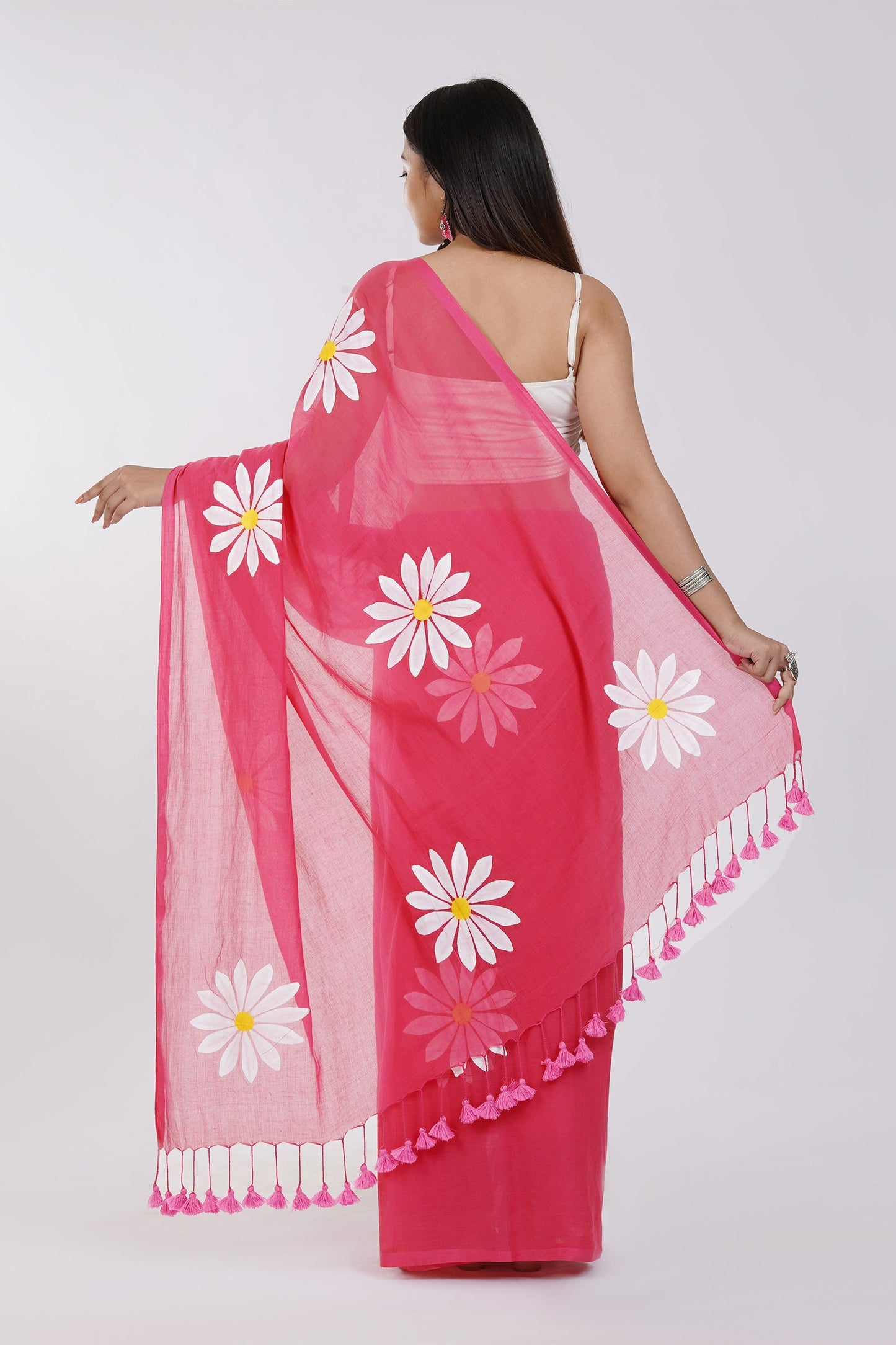 Teejh Kusuma Dark Pink Mul Cotton Printed Saree
