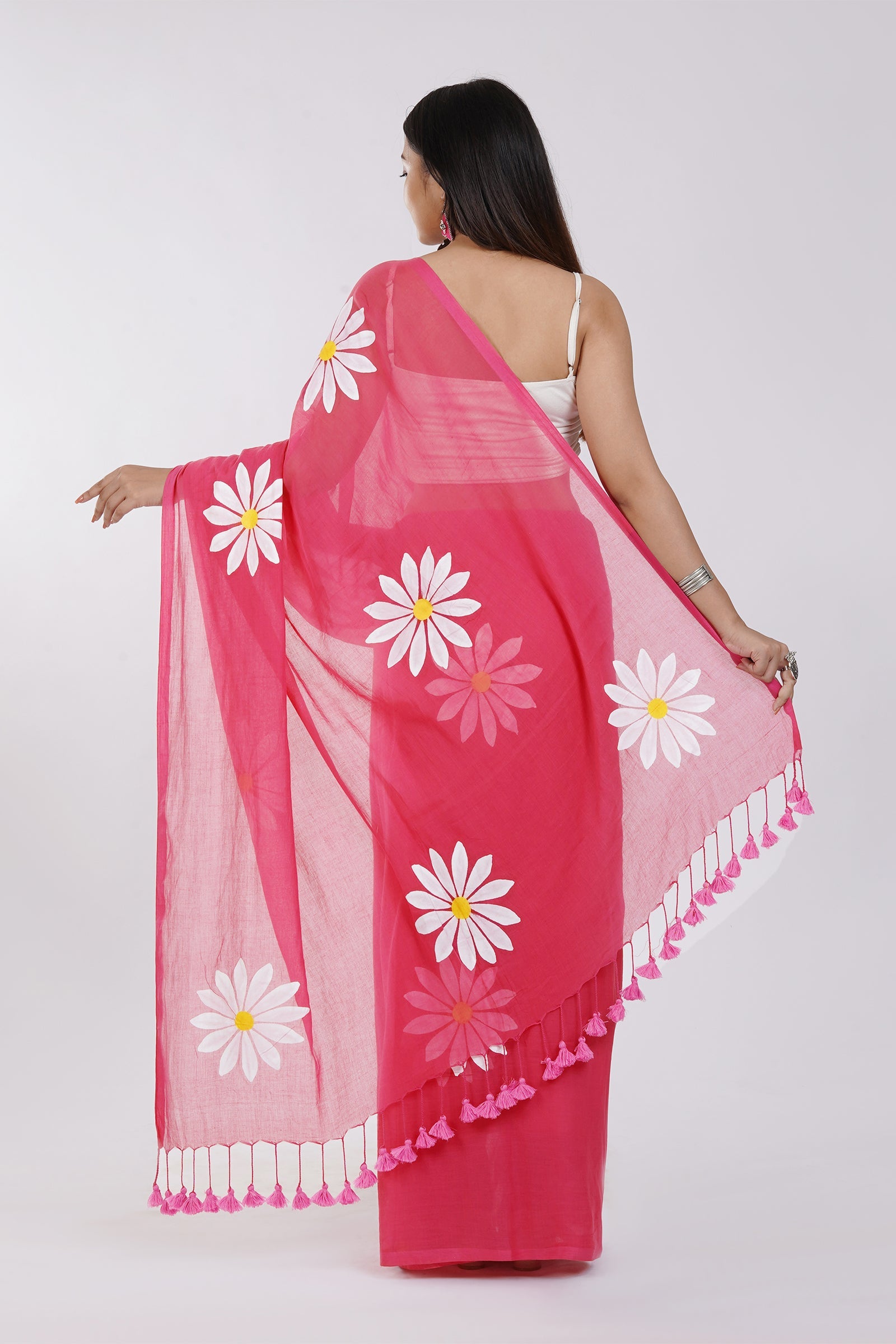 Teejh Kusuma Dark Pink Mul Cotton Printed Saree