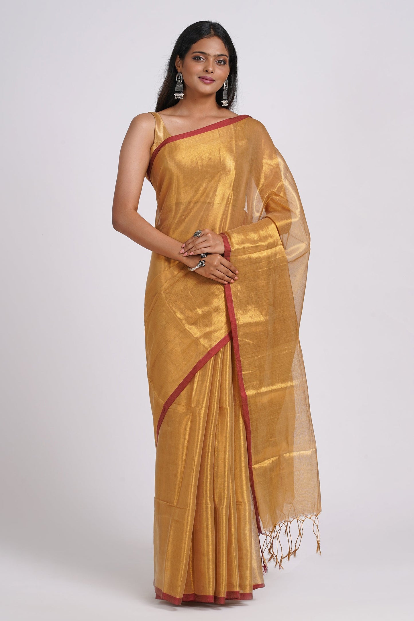 Teejh Hiraadiya Golden Organic Tissue Silk Saree